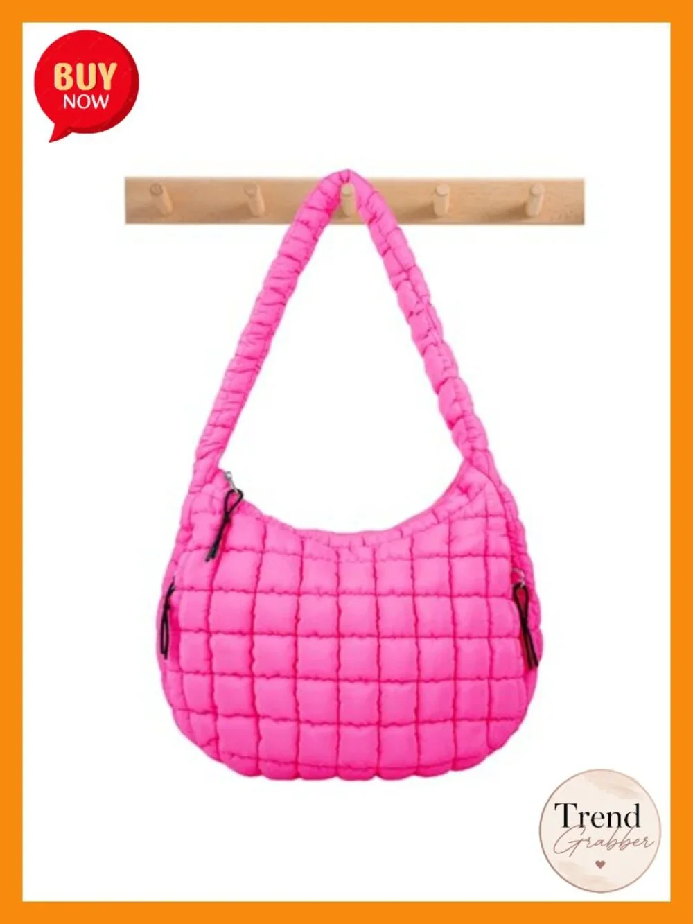Quilted Puffer Tote Bag Nylon Hobo Crossbody Shoulder Bag with Zipper Large